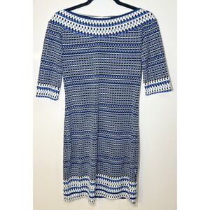 Max Studio Dress Women's Size Small Black Blue Geometric Spandex Poly Mini
